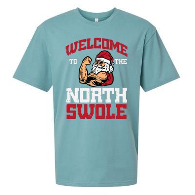 Christmas Welcome North Swole Xmas Muscle Gym Sueded Cloud Jersey T-Shirt