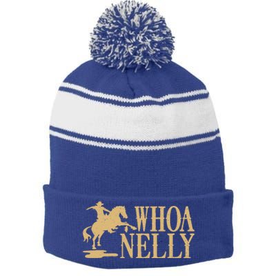 Casual Whoa Nelly Horse Country Stripe Pom Pom Beanie