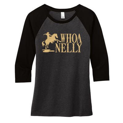 Casual Whoa Nelly Horse Country Graphic Women's Tri-Blend 3/4-Sleeve Raglan Shirt