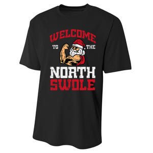 Christmas Welcome North Swole Xmas Muscle Gym Performance Sprint T-Shirt