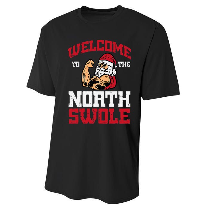 Christmas Welcome North Swole Xmas Muscle Gym Performance Sprint T-Shirt