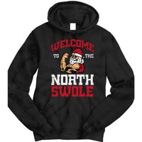 Christmas Welcome North Swole Xmas Muscle Gym Tie Dye Hoodie