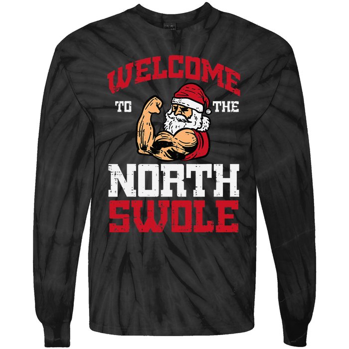 Christmas Welcome North Swole Xmas Muscle Gym Tie-Dye Long Sleeve Shirt