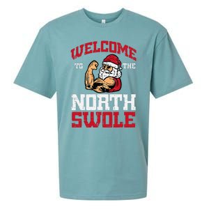 Christmas Welcome North Swole Xmas Muscle Gym Sueded Cloud Jersey T-Shirt