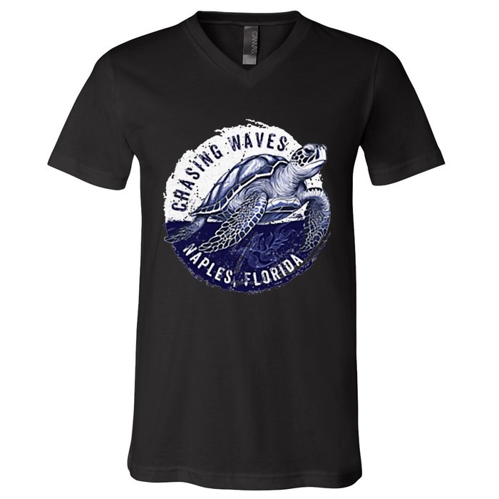 Chasing Waves Naples Florida V-Neck T-Shirt