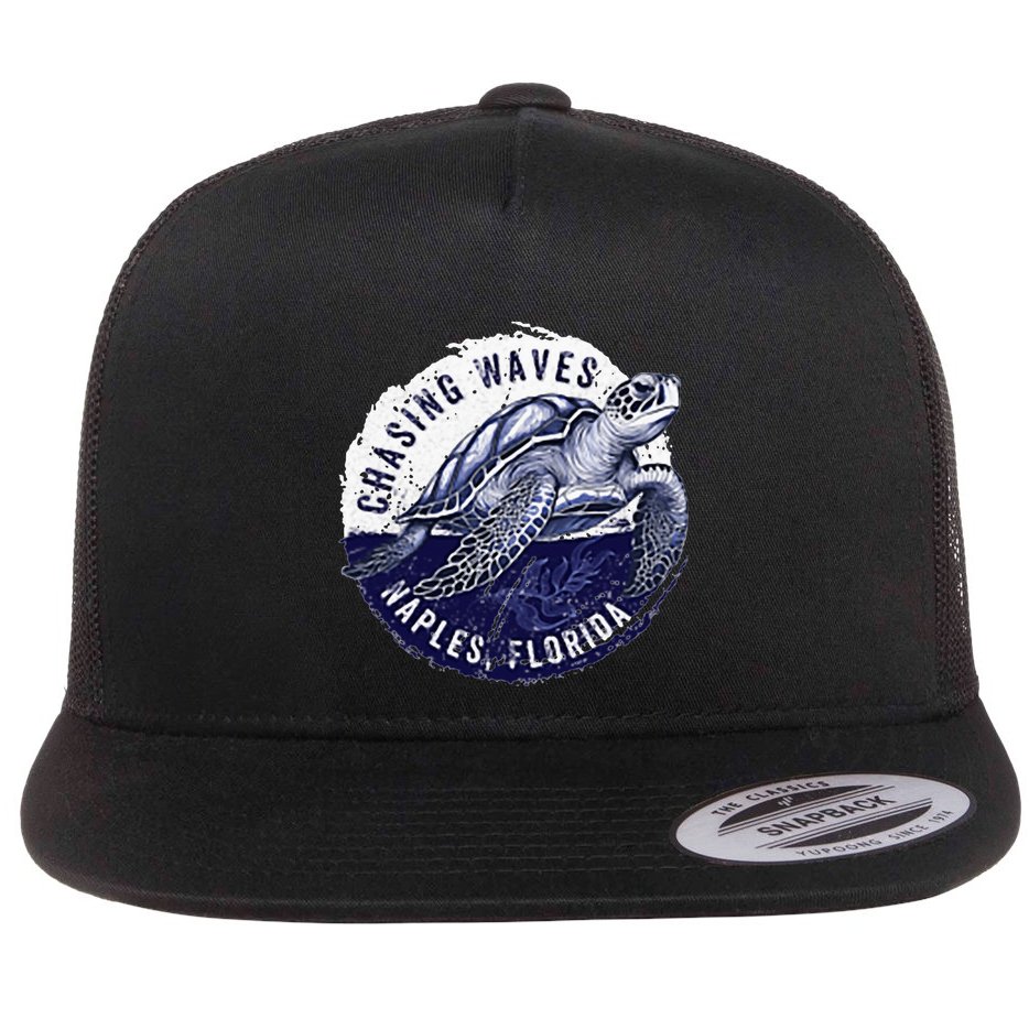 Chasing Waves Naples Florida Flat Bill Trucker Hat