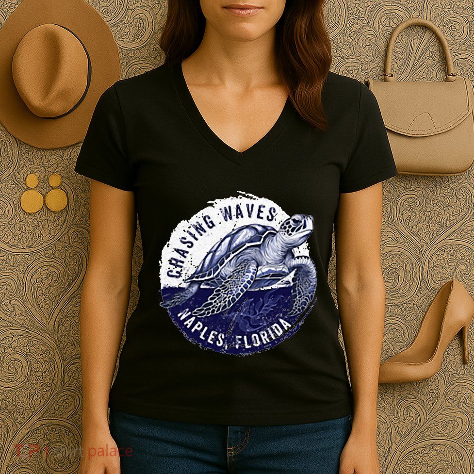 Chasing Waves Naples Florida Women's V-Neck T-Shirt