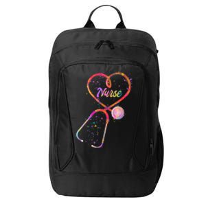 Cute Watercolor Nurse Heart Stethoscope City Backpack