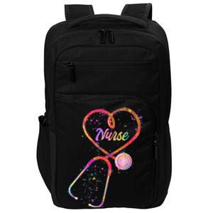 Cute Watercolor Nurse Heart Stethoscope Impact Tech Backpack