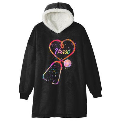 Cute Watercolor Nurse Heart Stethoscope Hooded Wearable Blanket