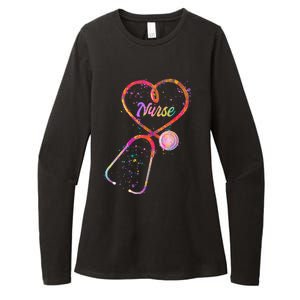 Cute Watercolor Nurse Heart Stethoscope Womens CVC Long Sleeve Shirt