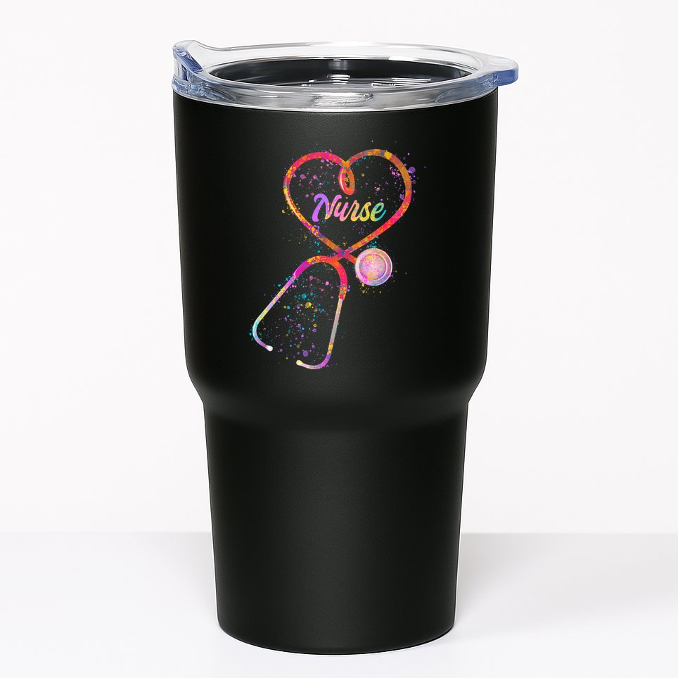 Cute Watercolor Nurse Heart Stethoscope Tumbler