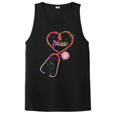 Cute Watercolor Nurse Heart Stethoscope PosiCharge Competitor Tank