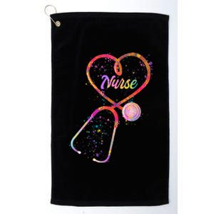 Cute Watercolor Nurse Heart Stethoscope Platinum Collection Golf Towel