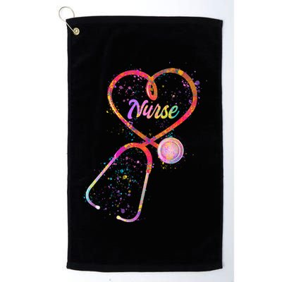 Cute Watercolor Nurse Heart Stethoscope Golf Towel