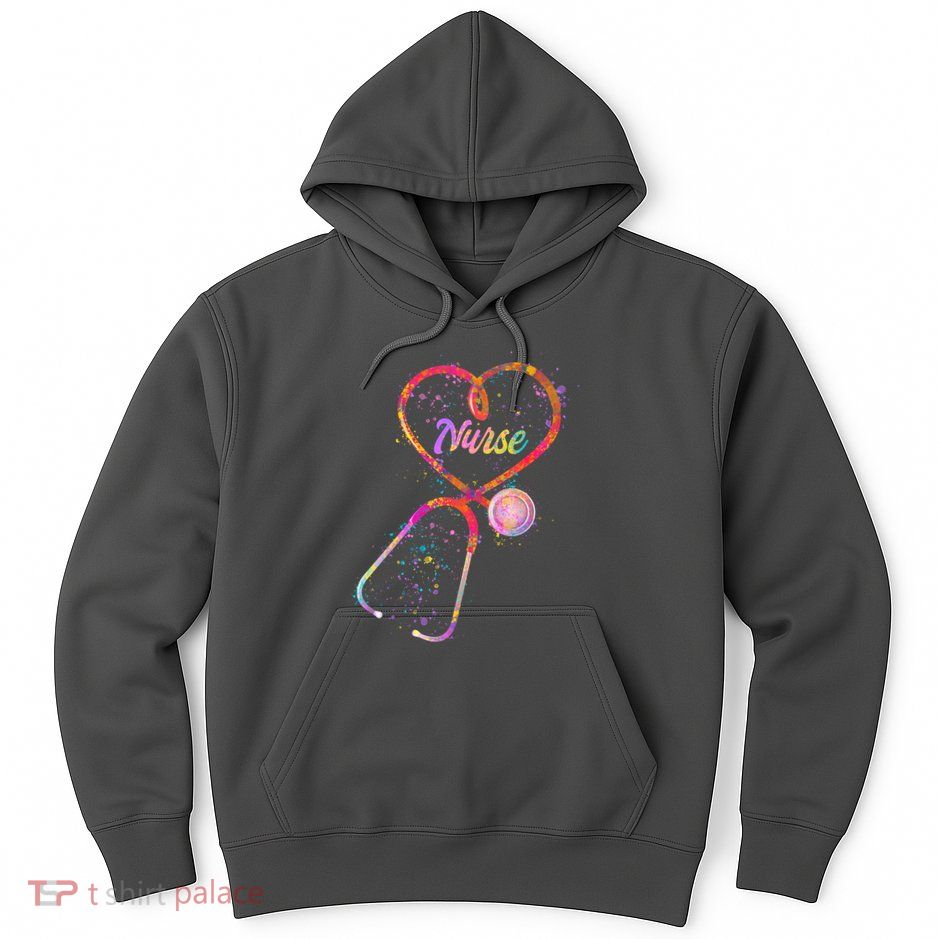 Cute Watercolor Nurse Heart Stethoscope Hoodie