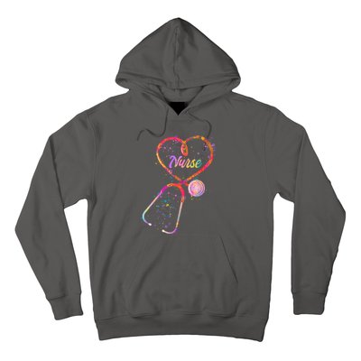 Cute Watercolor Nurse Heart Stethoscope Hoodie