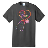 Cute Watercolor Nurse Heart Stethoscope Tall T-Shirt