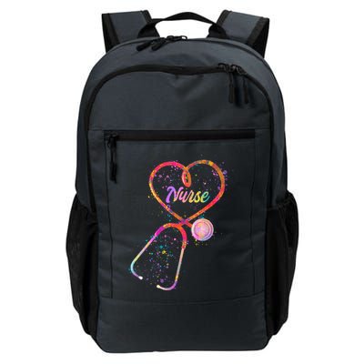 Cute Watercolor Nurse Heart Stethoscope Daily Commute Backpack