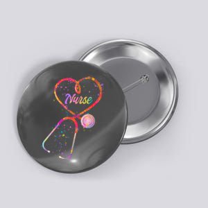 Cute Watercolor Nurse Heart Stethoscope Button