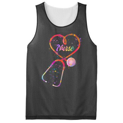 Cute Watercolor Nurse Heart Stethoscope Mesh Reversible Basketball Jersey Tank