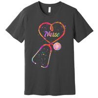 Cute Watercolor Nurse Heart Stethoscope Premium T-Shirt