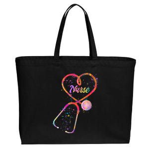 Cute Watercolor Nurse Heart Stethoscope Cotton Canvas Jumbo Tote