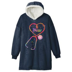 Cute Watercolor Nurse Heart Stethoscope Hooded Wearable Blanket