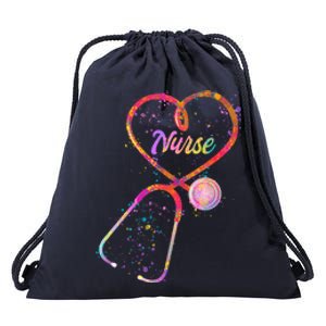 Cute Watercolor Nurse Heart Stethoscope Drawstring Bag