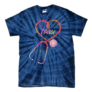 Cute Watercolor Nurse Heart Stethoscope Tie-Dye T-Shirt