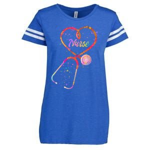 Cute Watercolor Nurse Heart Stethoscope Enza Ladies Jersey Football T-Shirt