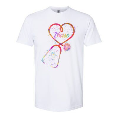 Cute Watercolor Nurse Heart Stethoscope Softstyle® CVC T-Shirt