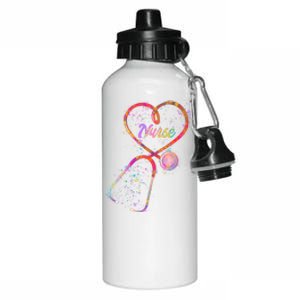 Cute Watercolor Nurse Heart Stethoscope Aluminum Water Bottle