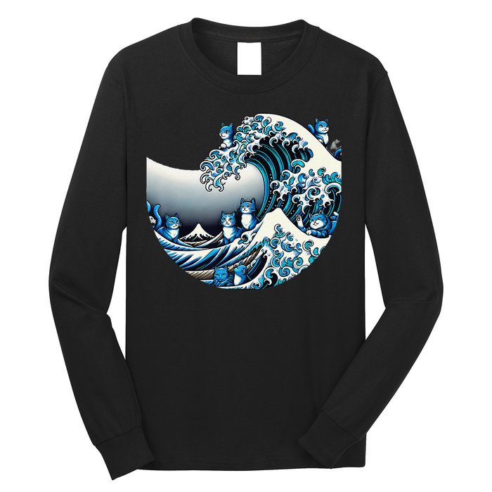 Cute Wave Of Blue Cats For Kamala Funny Gift Long Sleeve Shirt