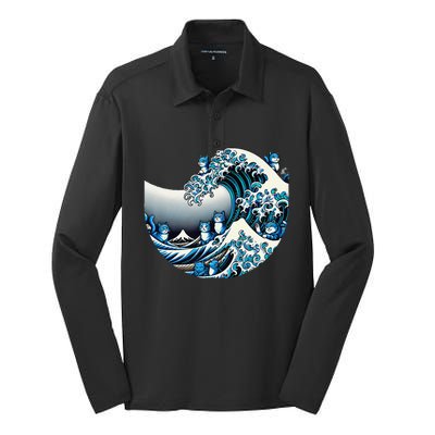 Cute Wave Of Blue Cats For Kamala Funny Gift Silk Touch Performance Long Sleeve Polo