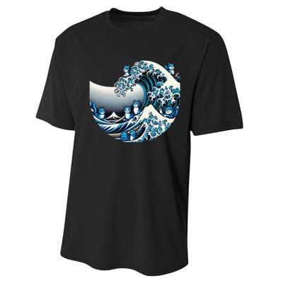 Cute Wave Of Blue Cats For Kamala Funny Gift Performance Sprint T-Shirt