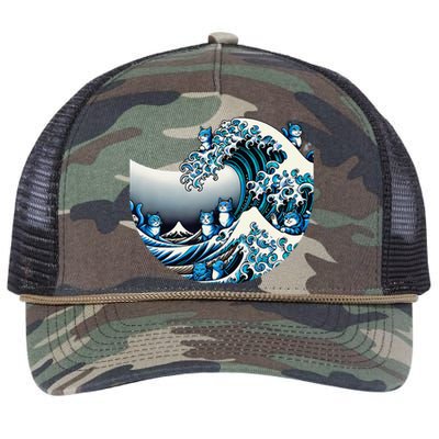 Cute Wave Of Blue Cats For Kamala Funny Gift Retro Rope Trucker Hat Cap