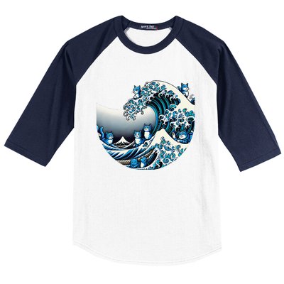 Cute Wave Of Blue Cats For Kamala Funny Gift Baseball Sleeve Shirt