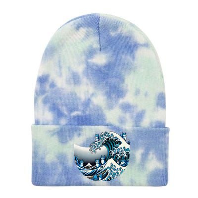 Cute Wave Of Blue Cats For Kamala Funny Gift Tie Dye 12in Knit Beanie