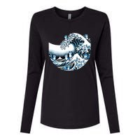 Cute Wave Of Blue Cats For Kamala Funny Womens Cotton Relaxed Long Sleeve T-Shirt