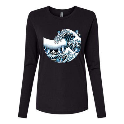 Cute Wave Of Blue Cats For Kamala Funny Womens Cotton Relaxed Long Sleeve T-Shirt