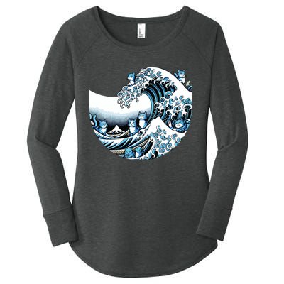 Cute Wave Of Blue Cats For Kamala Funny Women's Perfect Tri Tunic Long Sleeve Shirt