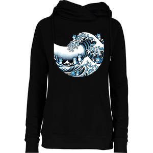 Cute Wave Of Blue Cats For Kamala Funny Womens Funnel Neck Pullover Hood