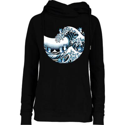 Cute Wave Of Blue Cats For Kamala Funny Womens Funnel Neck Pullover Hood