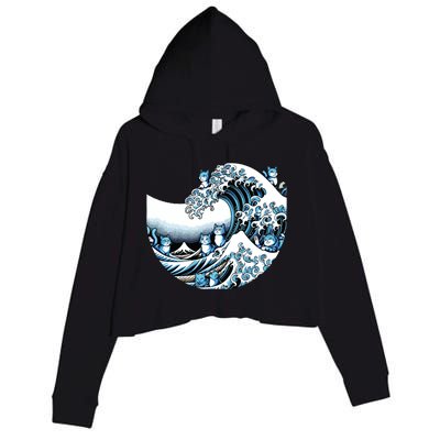 Cute Wave Of Blue Cats For Kamala Funny Crop Fleece Hoodie