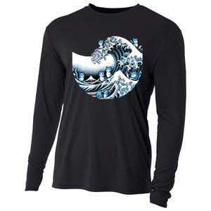 Cute Wave Of Blue Cats For Kamala Funny Cooling Performance Long Sleeve Crew