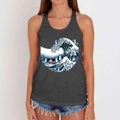 Cute Wave Of Blue Cats For Kamala Funny Women's Knotted Racerback Tank