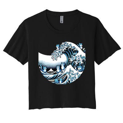 Cute Wave Of Blue Cats For Kamala Funny Women's Crop Top Tee