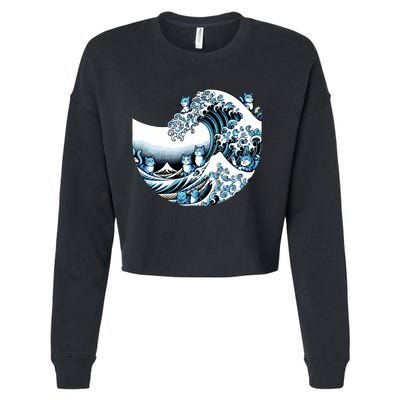 Cute Wave Of Blue Cats For Kamala Funny Cropped Pullover Crew