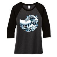 Cute Wave Of Blue Cats For Kamala Funny Women's Tri-Blend 3/4-Sleeve Raglan Shirt